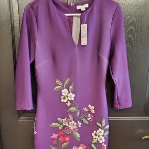 NWT New York and Company 3/4 Sleeve Purple Floral Sheath Dress